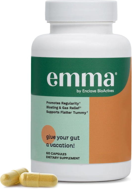 Emma* Gut Health Relief Supplement, Doctor Endorsed Formula for Women & Men, Leaky Gut & Digestive Support for Constipation, Bloating & Gas Relief with Berberine, Resveratrol, Quercetin